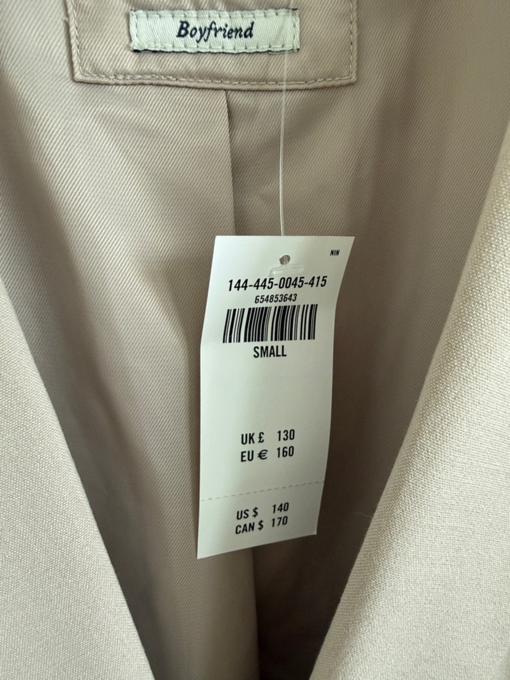 Abercrombie & Fitch Light Cream Single-Breasted Blazer - Picture 3 of 6